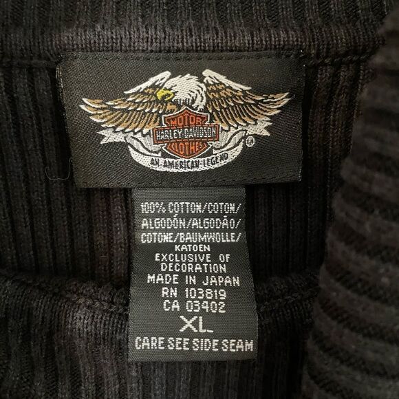 VTG HARLEY-DAVIDSON Womens Turtleneck Knit Black & Orange Logo Stripes Sz XL - Picture 6 of 7